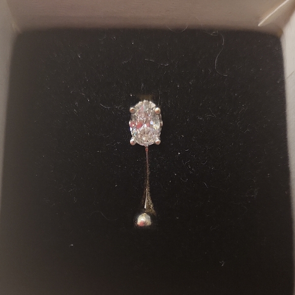 Solid 14kt White Gold Naval Piercing With Natural VS Diamond